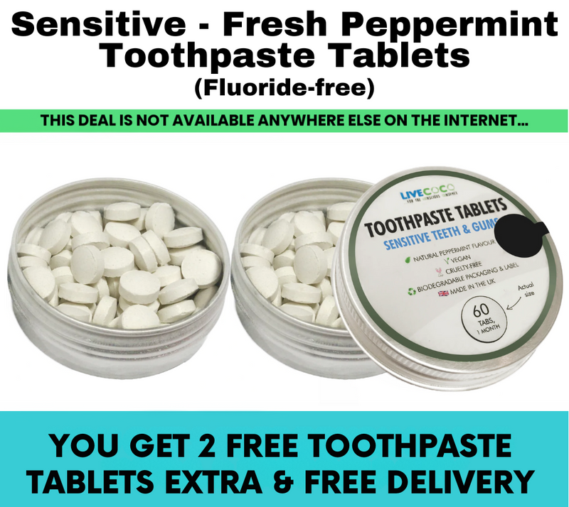 Buy 6, get 2 FREE & FREE DELIVERY - 24 Hour Offer - Sensitive Toothpaste Tablets - Peppermint, Fluoride-Free