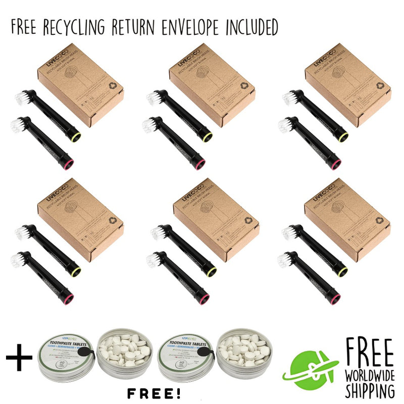 Recyclable Brush Heads-12 Heads + 120 Free Whitening Toothpaste Tablets